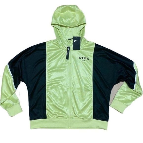 Nike Sportswear M-Tall Colorblock Zip Hoodie‎ Lime Green CJ3677-367 Run - Picture 1 of 11